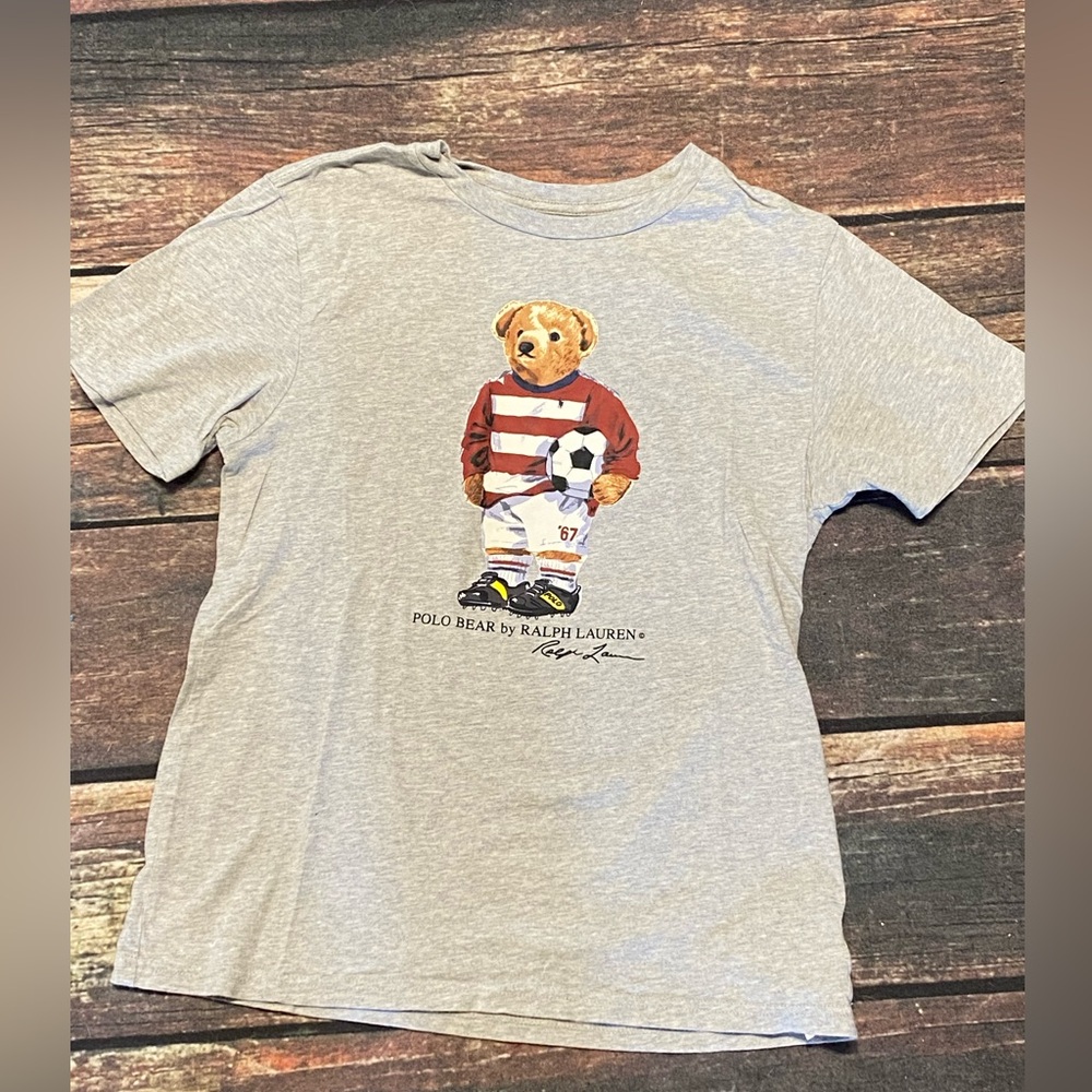 Polo by Ralph Lauren Kids Gray Soccer Sports Bear Tee